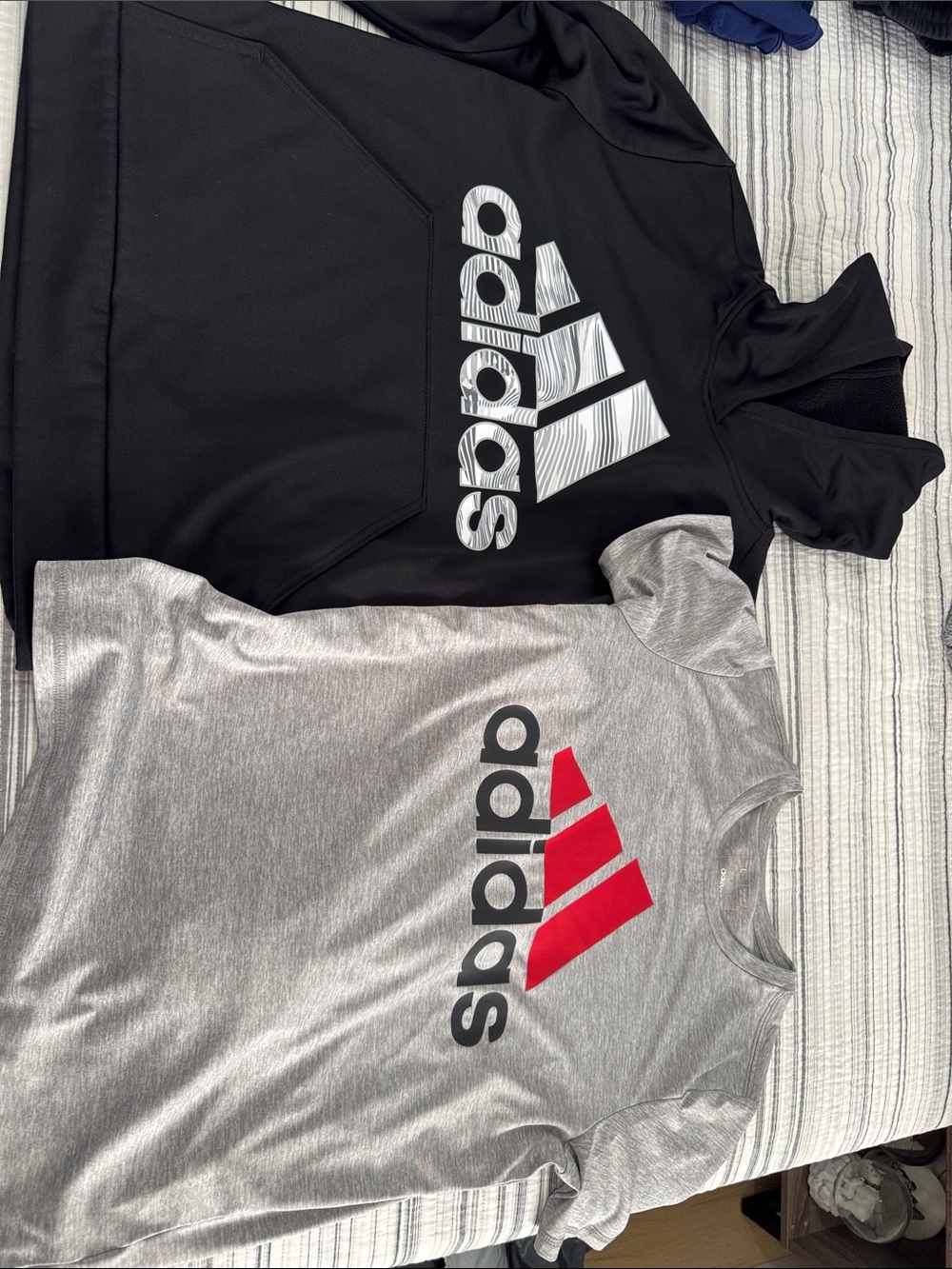 adidas Kids Short Sleeve Tee & Hoodie Set - Black, Gray & Red